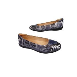 Naturalizer Flexy Ballet Flats Shoes Womens Size 9.0 M, Blue Gray Snake Embossed